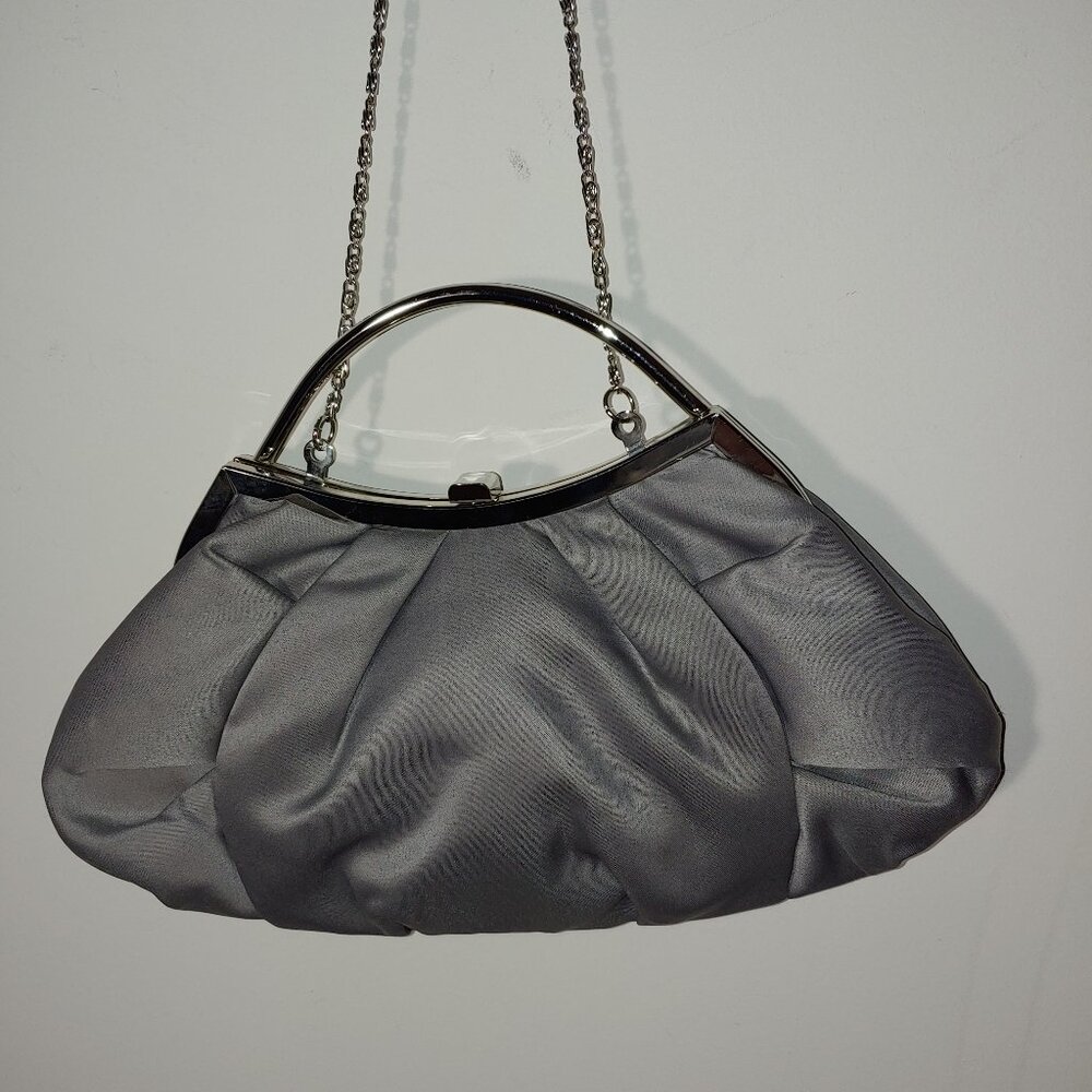 Lulu Townsend Grey Satin Clutch OS